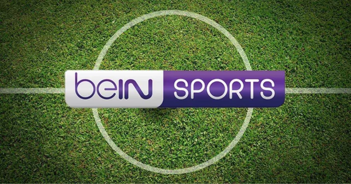 Bein Sports logo displayed over a soccer field center circle, promoting access to all Bein Sports channels via IPTV.